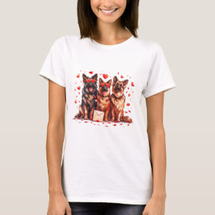 Camiseta Cães Pastor Alemão no Dia dos Namorados