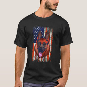 Camiseta Cães Pastor Alemão Patrióticos Bandeira Americana