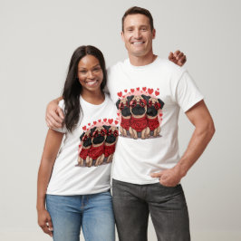 Camiseta Cães Pug do Dia dos Namorados