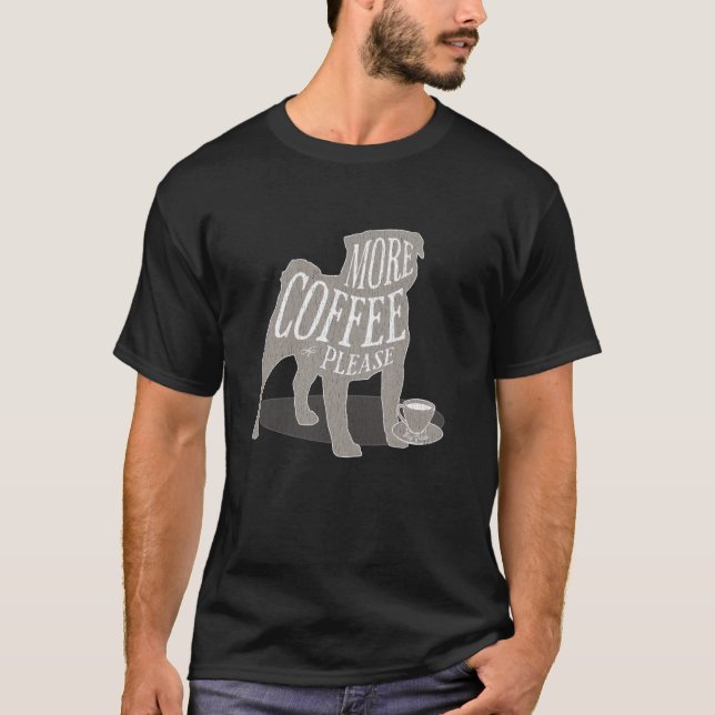 Camiseta Cães Pug e Café Design Distorcido para Amantes de  (Frente)