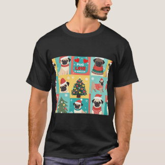 CAMISETA CÃES PUGS NATAL FESTA DE NATAL ROUPAS FOFAS