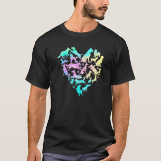 Camiseta Cães Raça Coração Tema do Dia dos Namorados Husky
