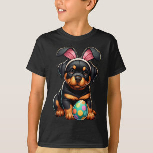 Camiseta Cães Rottweiler páscoas Pets Pets Pés Ovos de Coel