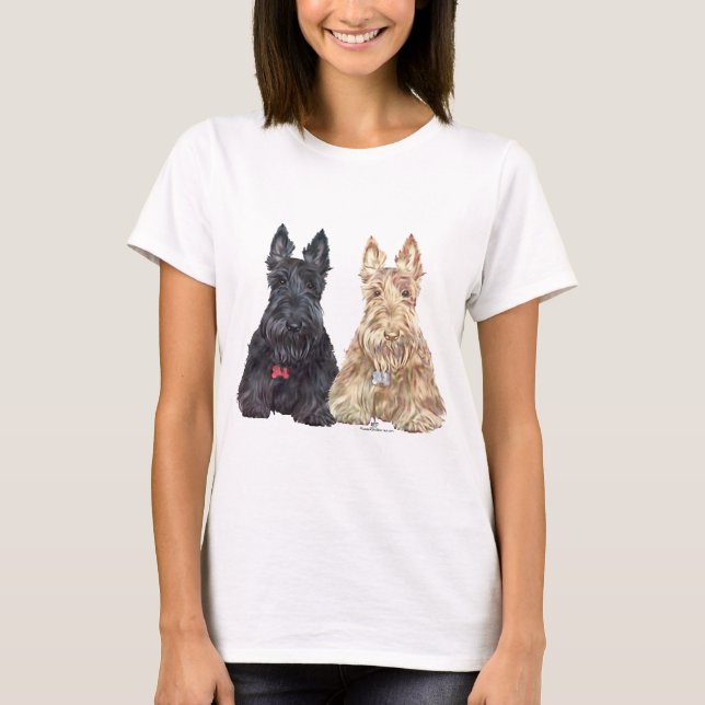 Camiseta Cães Scottie Trigo e Preto (Frente)