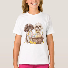 Camiseta Cães Shih Tzu de Páscoa