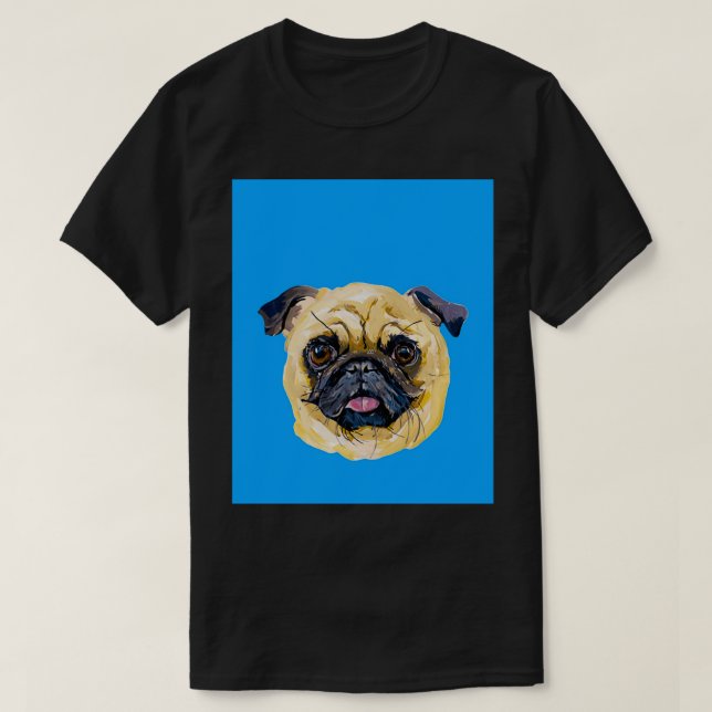 Camiseta Cães Sobre Gráfico de Desenho de Pug do Pessoas (Frente do Design)