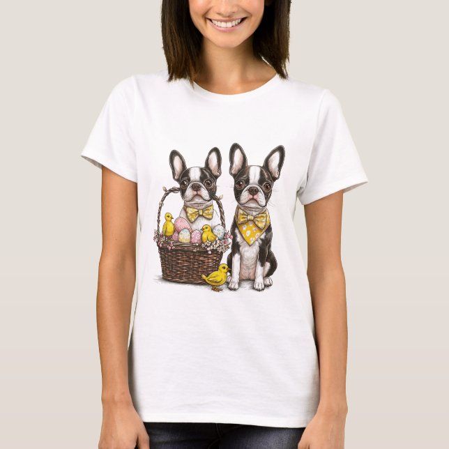 Camiseta Cães Terrier da páscoa de Boston (Frente)