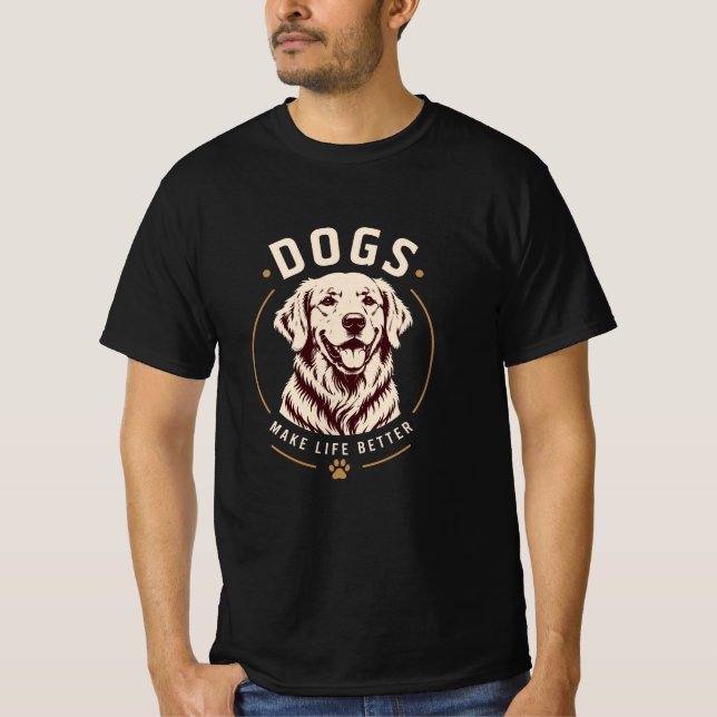 Camiseta Cães Tornam a Vida Melhor Retrato de Cachorro (Frente)