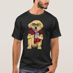 Camiseta Cães Vestindo Óculos E Escarpa Vermelha Com Um Cof