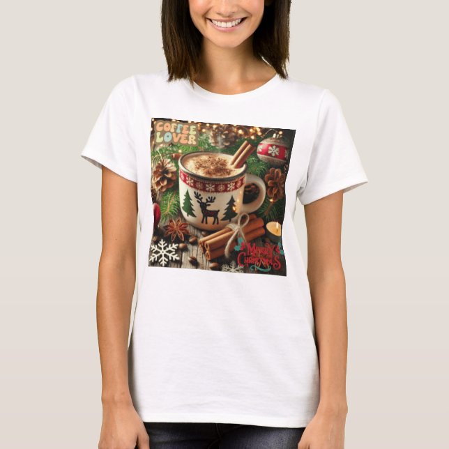 CAMISETA CAFÉ AMA NATAL MERRY NATMAS (Frente)