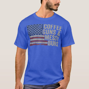 Camiseta Café Armas e Armas Mensais USA Sinalizador Mulhere