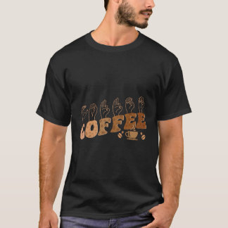 Camiseta Café Asl American Sinal Língua Americana Sensibili