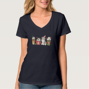 Camiseta Café Aussiedoodle Latão Cachorro de Natal de inver