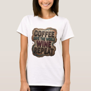 CAMISETA CAFÉ AZUL MODERNO SALVE O MUNDO VINHO REPITA