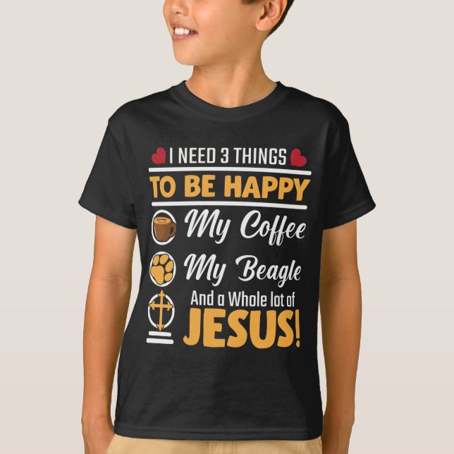 Camiseta Café Beagle Jesus Cachorro Passa Fé Cristã (Frente)