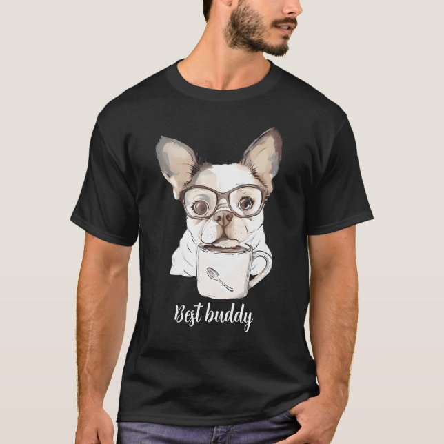 Camiseta Café bebendo de cachorrinho bonito (Frente)
