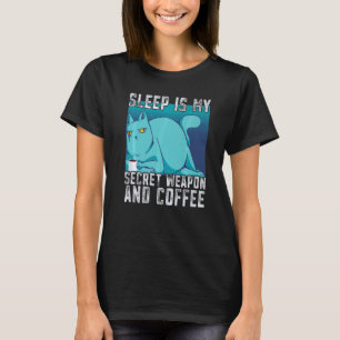 Camiseta Café Bebendo De Gato Cerrado Preciso De Café