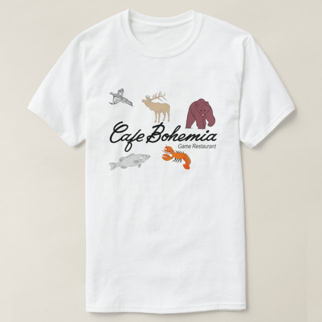 Camiseta Cafe Bohemia Game Restaurant, Chicago (Frente do Design)