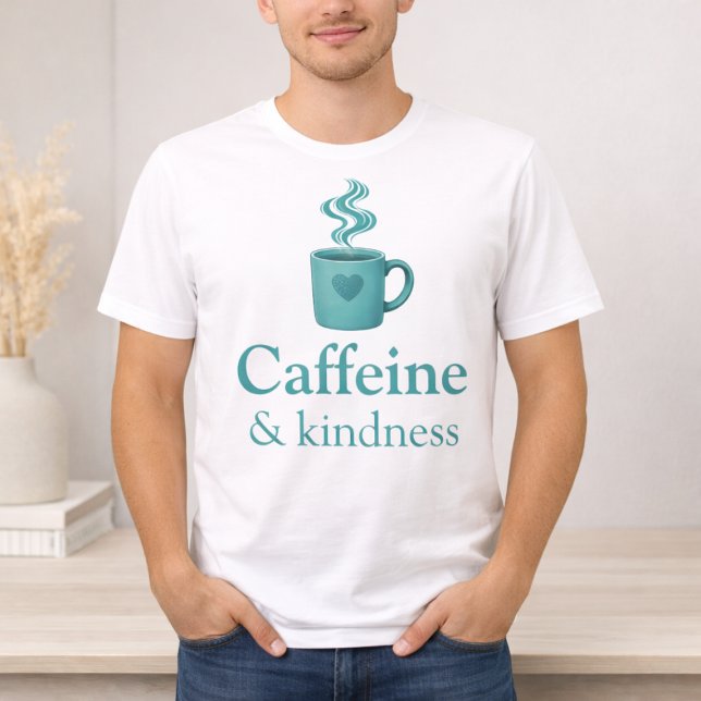 Camiseta Café & Bondade Café Verde Água Azul Menta Pálida (Criador carregado)