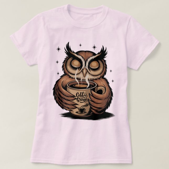 Camiseta Café Break Owl (Frente do Design)