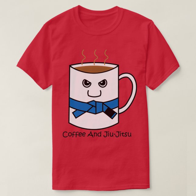 Camiseta Café Cachorro e Cinturão Azul Jiujitsu (Frente do Design)