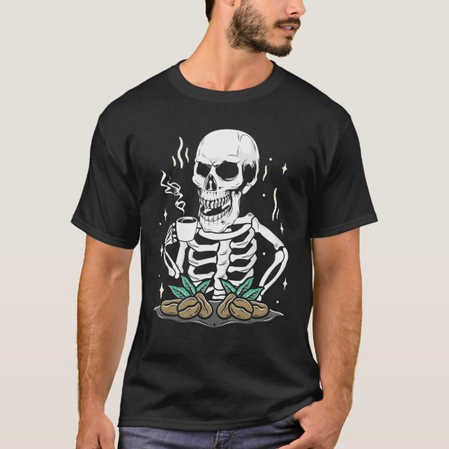 Camiseta Café Café Café Bebendo Skeletch Café (Frente)
