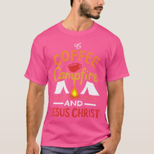 Camiseta Café Campfire E Cristo De Jesus - Funny Cristã