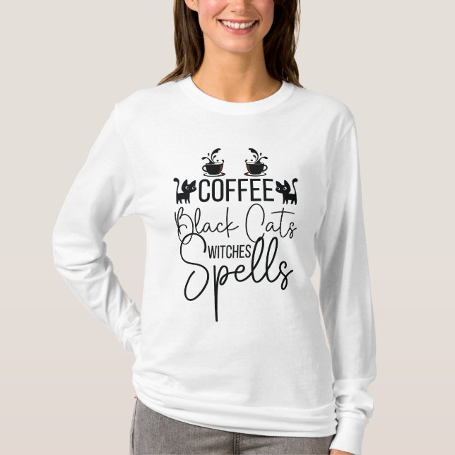 Camiseta Café Casaco Negro Bruxas Espelho (Frente)