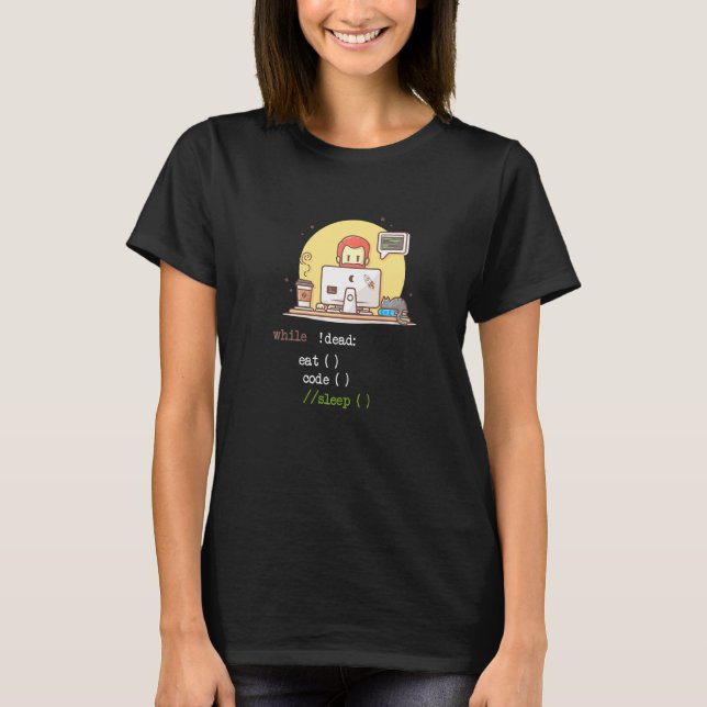 Camiseta Café Cat IT Programa Código Programador Codificado (Frente)