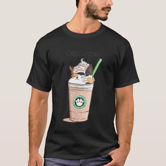 Camiseta Café Catpuccino Design de Morango Fofo (Frente)