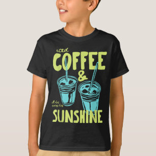 Camiseta Café com gelo e vibrações de verão ensolarado