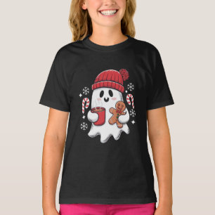 Camiseta Café com Gelo Fantasma Fofo de Natal Retrô Café de