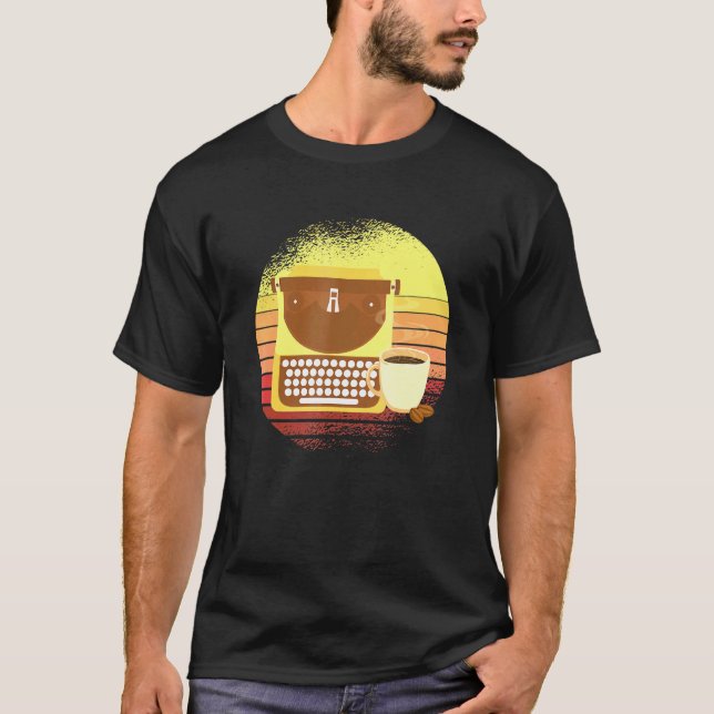 Camiseta Café com Máquina de Digitalização Clássica (Frente)