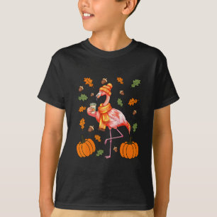 Camiseta Café com Tempero de Abóbora Flamingo de Outono Fol