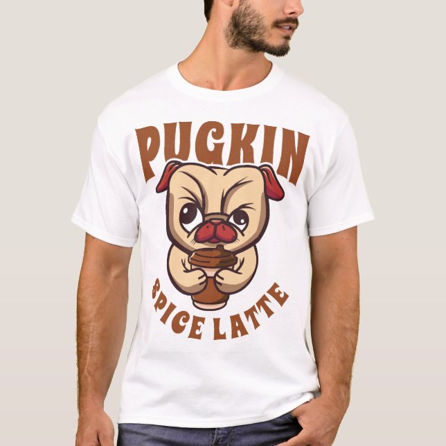 Camiseta Café com Tempero de Abóbora Pugkin Donos de Pug (Frente)