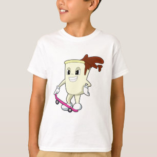 Camiseta Café como skater com skate