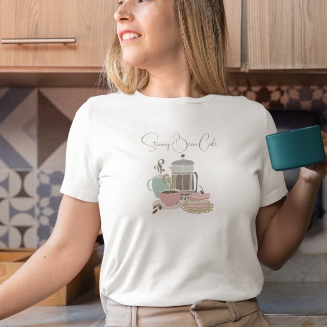 Camiseta Café Compro Bakery Café Quirky Retro Watercolor (Criador carregado)