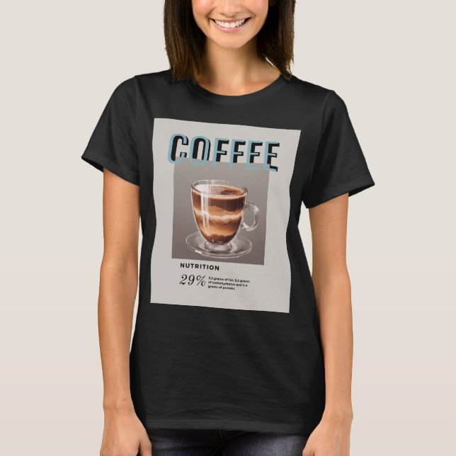Camiseta Café con indicaciones de valores nutricionales (Frente)