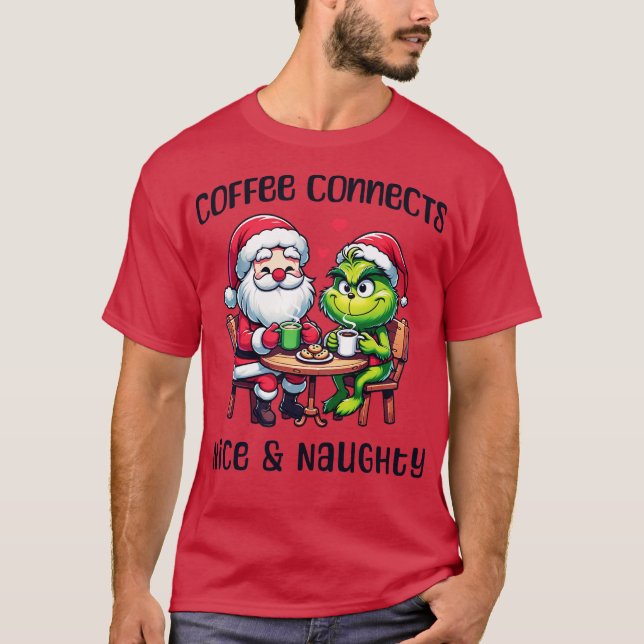 Camiseta Café conecta Papais noeis bacanas e malvadas. (Frente)