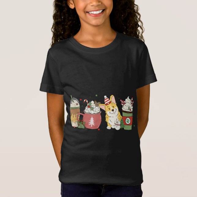 Camiseta Café Corgi Latão de Natal Cachorro de inverno Mãe  (Frente)