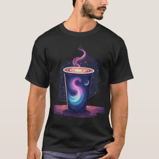 Camiseta Café Cósmico | Xícara de Café com Redemoinho de Ne