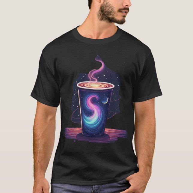 Camiseta Café Cósmico | Xícara de Café com Redemoinho de Ne (Frente)