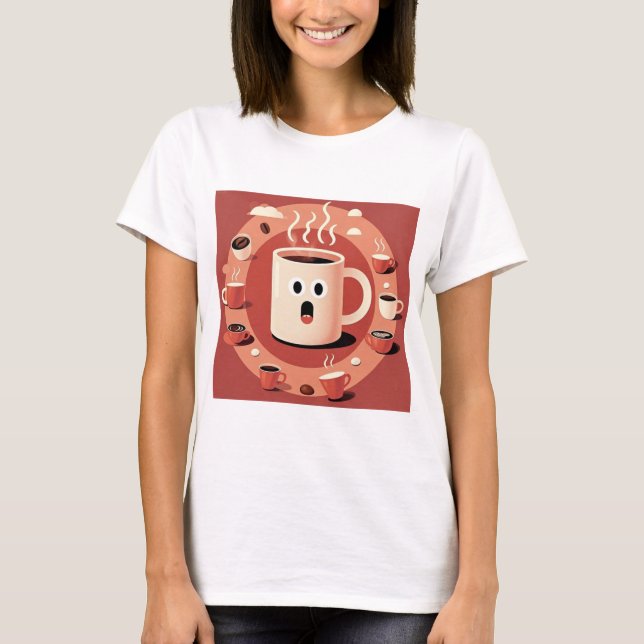 Camiseta Café da Cartoon Cachorro Engraçado (Frente)
