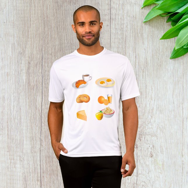 Camiseta Café da Comida, Croissant, Ovos, Sacos (Criador carregado)