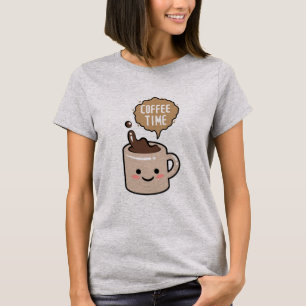 Camiseta café da hora divertido kawaii café