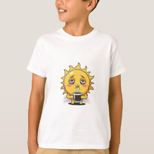 Camiseta Café da Manhã Crianças Sol Cansado