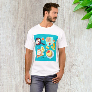 Camiseta Café da Manhã Delicioso Panquecas Ovos Café