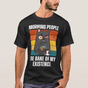 Camiseta Café da Manhã do Gato 'Praga dos Pessoas Matutinas
