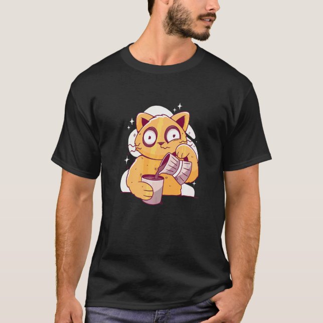 Camiseta Café da Manhã Gato Sonolento (Frente)