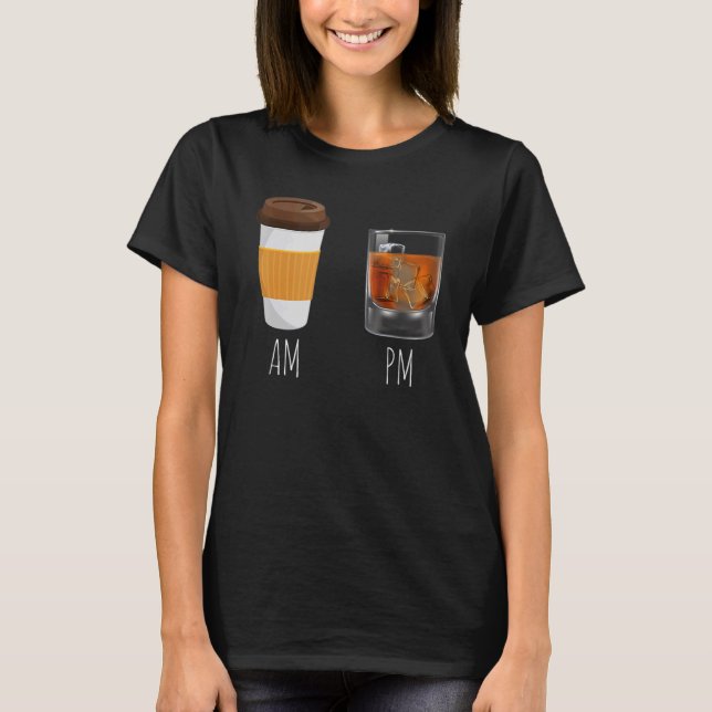 Camiseta Café da manhã Whiskey na noite latte AM Whi (Frente)